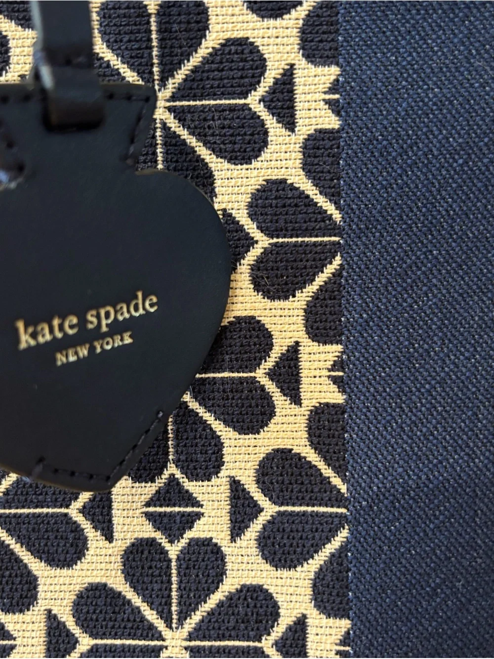 kate spade Navy and Cream Floral Stripe Tote